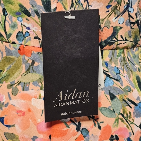 Aiden Mattox Pink Green Blue Floral Drop Shoulder Sheath Midi Dress 12 - Picture 7 of 11